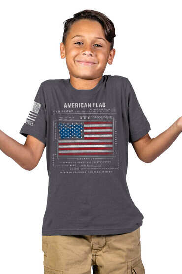 Nine Line American Flag Schematic short sleeve shirt in heavy metal grey